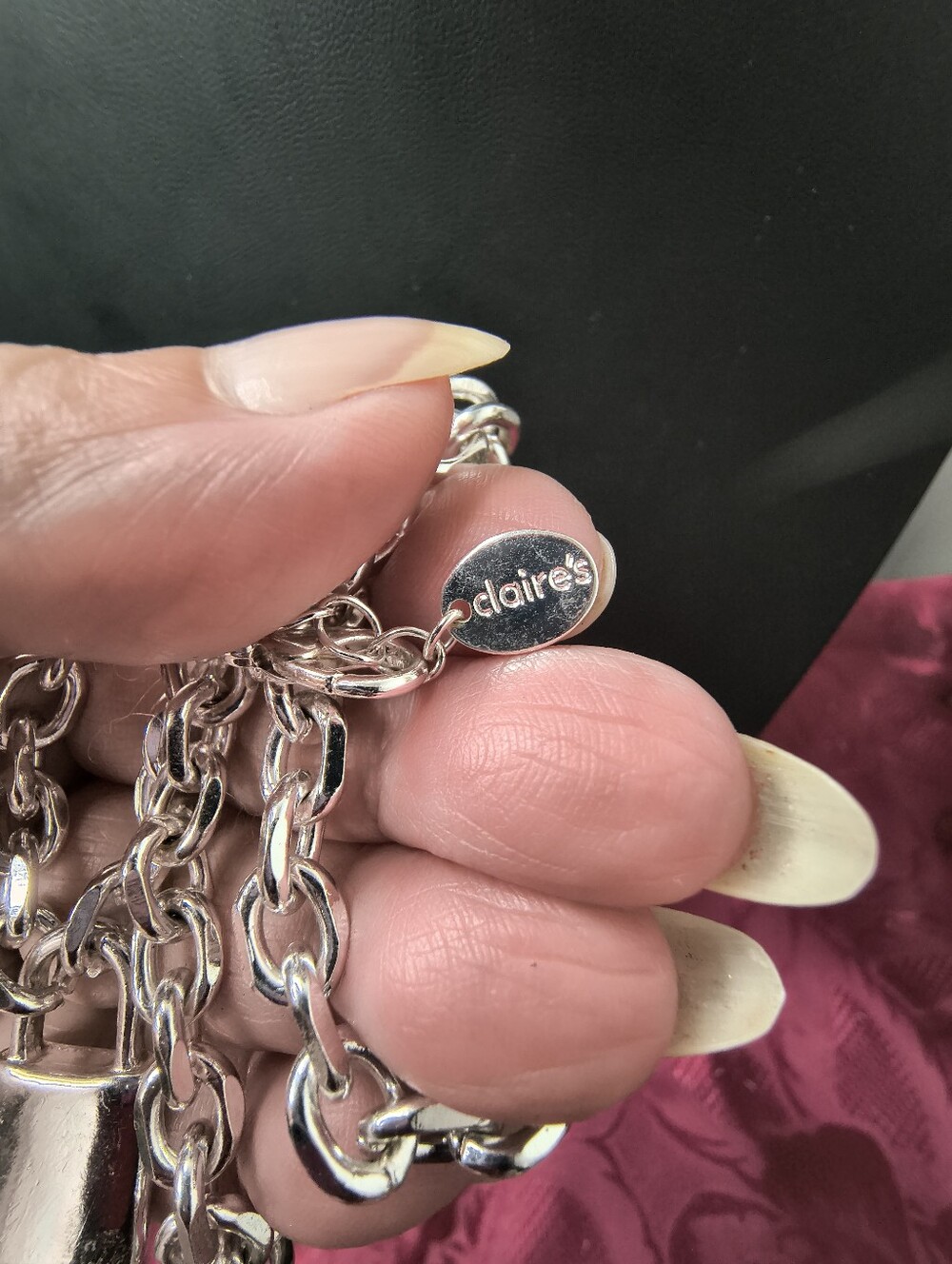 Title:Claires Silver Tone Padlock Lock Pendant Chunky Chain Necklace Y2K - Picture 11 of 11